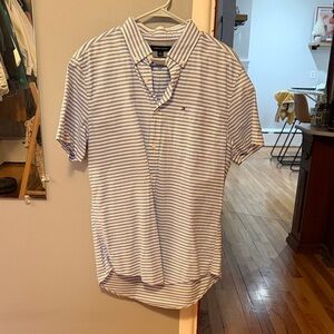Tommy Hilfiger White and Blue Striped Casual Shirt